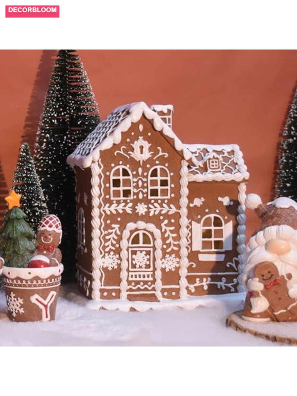 Lighted Gingerbread House Christmas Decor Resin Tabletop Village Figurine - Picture 5 of 6